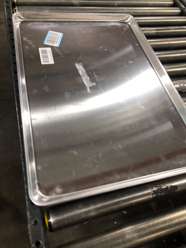 Photo 2 of New Star Foodservice 36923 Commercial-Grade 18-Gauge Aluminum Sheet Pan/Bun Pan, 18" L x 26" W x 1" H (Full Size) | Measure Oven (Recommended)