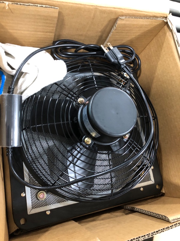 Photo 2 of HG Power 10" Shutter Exhaust Fan with Speed Controller, 647CFM High-Speed Vent Fan with Mesh Screen, 1400RPM Wall Mounted Attic Fan for Shed, Garage, Greenhouse Ventilation, Black