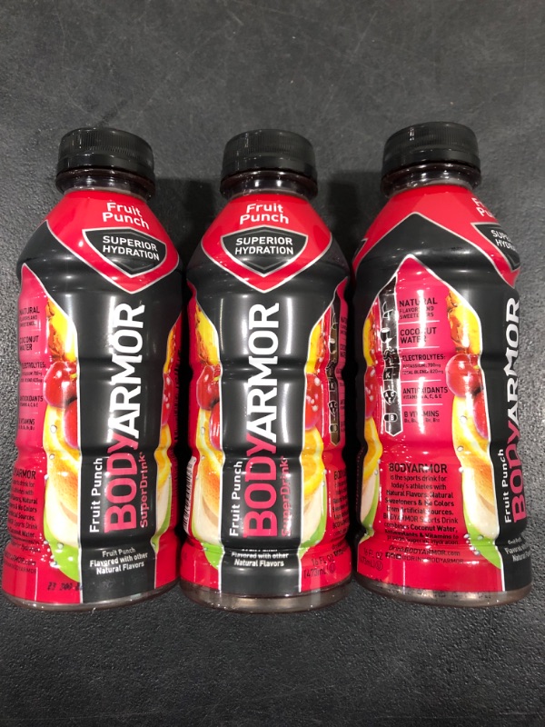 Photo 2 of [Bundle of 3] BODYARMOR Sports Drink Sports Beverage, Fruit Punch, Natural Flavors With Vitamins, Potassium-Packed Electrolytes, No Preservatives, Perfect For Athletes, 16 Fl Oz (Pack of 12)