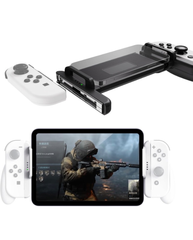 Photo 1 of Phistone Switch Joycon Gaming Holder for iPhone/ipad/Tablets, Multifunctional Mobile Device Holder for mobile Gaming, Require iOS16 +, Adjustable Controller mount (Supports 12-25CM)(black)