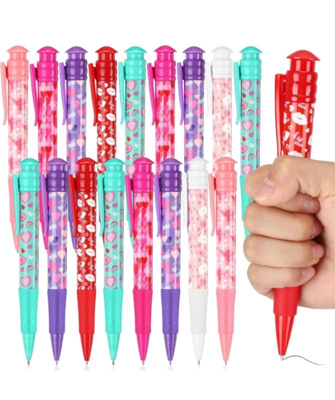 Photo 1 of 12 Pcs Valentine's Day Jumbo Pens Bulk 7.5 Inch Heart Ballpoint Pens Retractable Pens Black Gel Ink Pens Valentine Party Favors for Kids Adults Office School Wedding Supplies