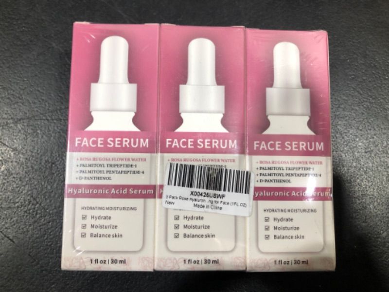 Photo 2 of 3 Pack Rose Hyaluronic Acid Serum with Rose Damask Flower Water Nourishing for Face (1FL.OZ)