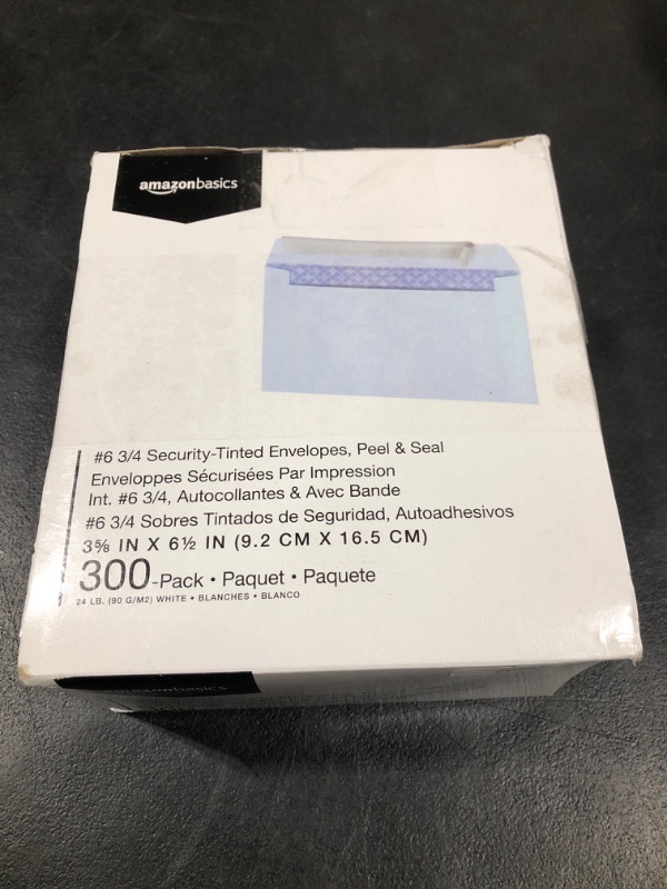 Photo 2 of Amazon Basics #6 3/4 Security-Tinted Envelopes with Peel & Seal, 300-Pack 300-Pack #6 3/4 Envelopes