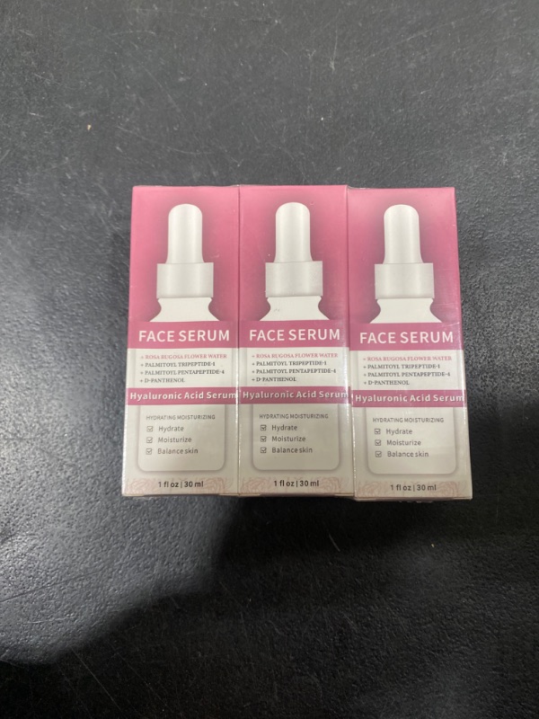 Photo 2 of 3 Pack Rose Hyaluronic Acid Serum for Face Anti-Wrinkle Anti-Aging Serum with Palmitoyl Pentapeptide-4 & Palmitoyl Tripeptide-1 (1fl oz | 30ml/Each)
