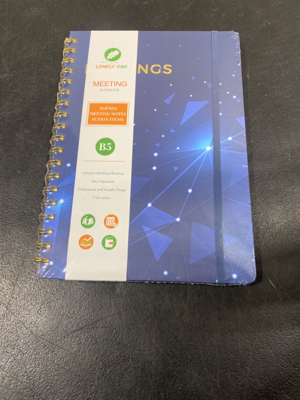 Photo 2 of Meeting Notebook for Work with Action Items, B5 Meeting Agenda Notes, Spiral Project Planner Notebook, Office & Business Meeting Notes Agenda Organizer, 7"x10" (Blue) B5 Blue