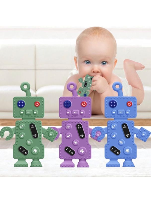 Photo 1 of Baby Teething Toys, DDMY Robot Remote Control Shape Silicone Toddler Teething Toys for Babies 0-6-12-36Months, Baby Chew Toys for Sucking Needs, Sensory Teething Pacifiers Toys for Baby (3 Pack)