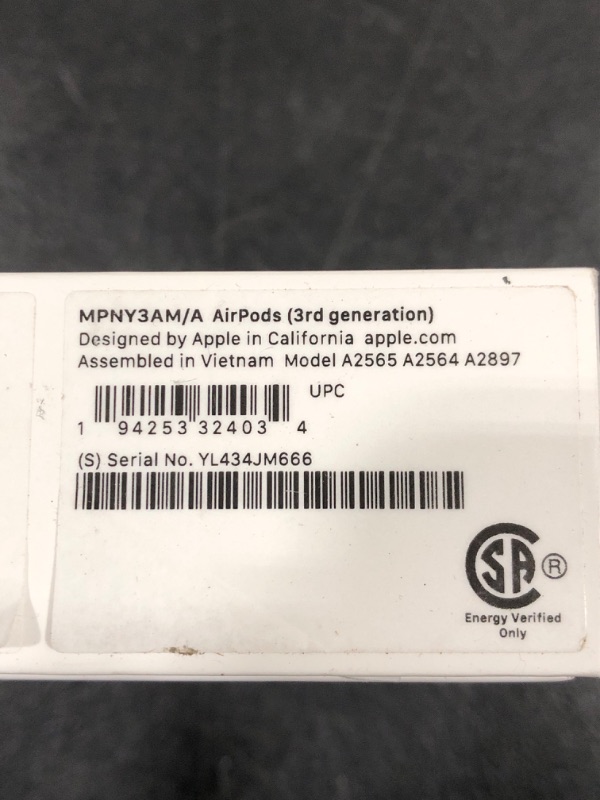 Photo 1 of Apple AirPods with Lightning Charging Case (3rd Generation)