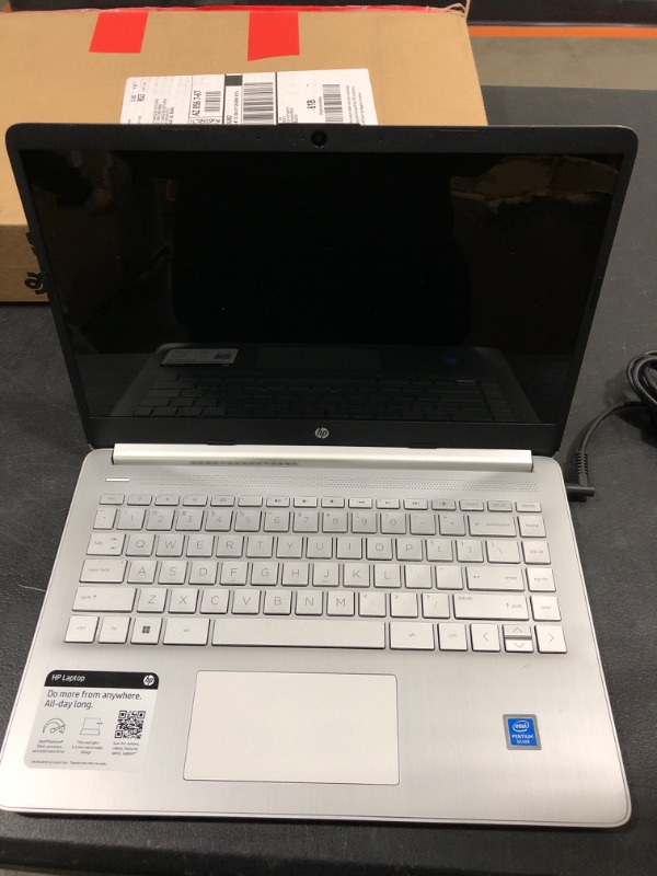 Photo 5 of HP 14 inch Laptop, Intel Pentium Silver N5030 Processor, Intel UHD Graphics, 128 GB SSD, Windows 10 Home (14-dq0090nr, Natural Silver) 