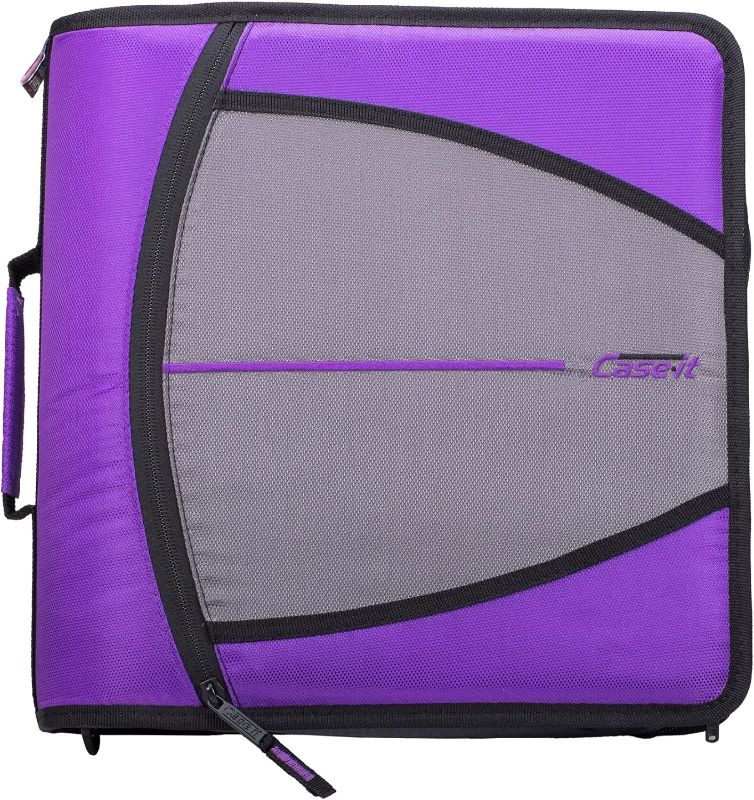 Photo 1 of Kinbashi 2-Inch 3 Rings Zipper Binder, Holds 15-Inch Laptop, Handle and Shoulder Strap Included, Purple