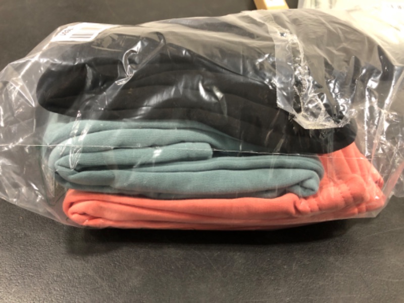 Photo 2 of [Size M] RealEssentials 3Pack Sweat Pants- Black, Coral And Light Green loose fit on bottom 