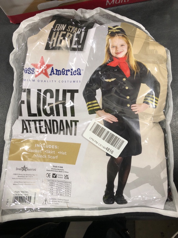 Photo 2 of [Size S 4-6yrs] Dress Up America Flight Attendant Costume for Kids - Stewardess Costume Set 