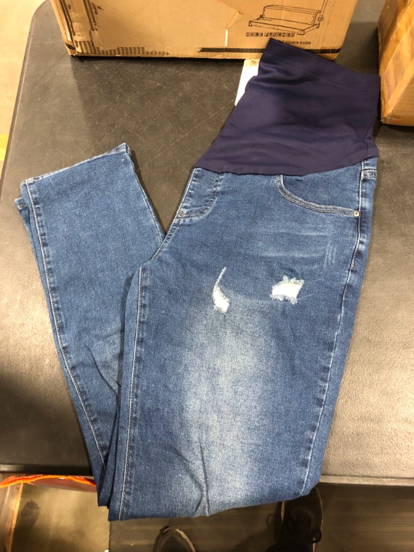 Photo 2 of [Size L] Mom To Be High Waisted Maternity Jeans Over the Belly Jeans