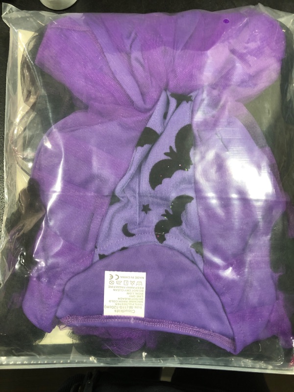 Photo 2 of [Size 4-6yrs] EOZY Kids Girls Princess Bat Dress Halloween Bat Costume Set Cosplay Bat Lace Tutu Dress with Headband and Wings Purple 4-6Years