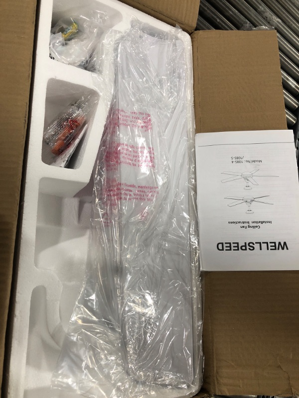 Photo 1 of Ceiling Fan with Lights, Modern 48 Inch White Ceiling Fan with Remote Control, 5 Reversible Blades, Quiet Motor, Adjustable Color,Adjustable light and dark?For Bedroom,Living Room, Dining room, Patios