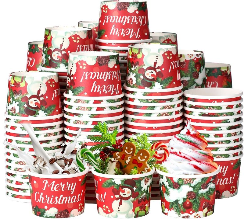 Photo 1 of 180 Pcs Christmas Snack Bowls Bulk Paper Bowls Disposable Christmas Cups for Holiday Dessert Ice Cream Treat Soup Sundae Hot or Cold Food Party Supplies Decorations (9 oz)