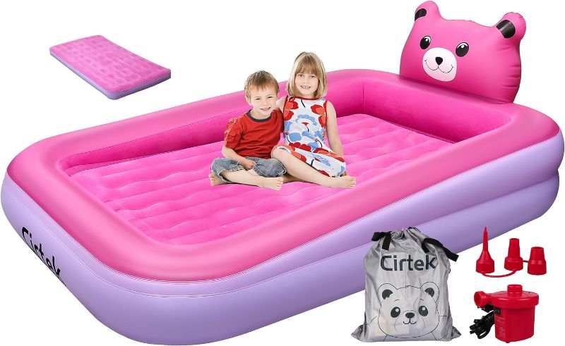 Photo 1 of ?Cirtek Foldable Toddler air Bed Kids Travel Bed Toddler air Mattress Kids air Bed Toddler Travel Bed Inflatable air Bed Blow up air Bed Inflatable Kids air Mattress (Unknown Color)
