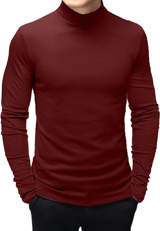 Photo 1 of [Size M] Turtleneck Men Long Sleeve Pullover Basic Designed Undershirt Stretch Slim Fit Sweaters Mock