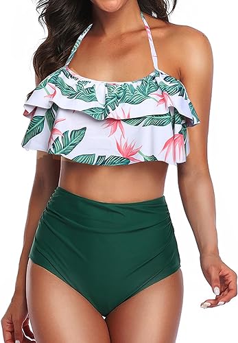 Photo 1 of [Size L] Jumojufol Women 2 Piece Swimsuits Men Swim Trunks Couple High Waisted Bikini Set