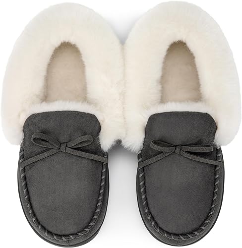 Photo 1 of [Size 6/7] Women's Moccasin Fuzzy Memory Foam House Slippers Indoor and Outdoor