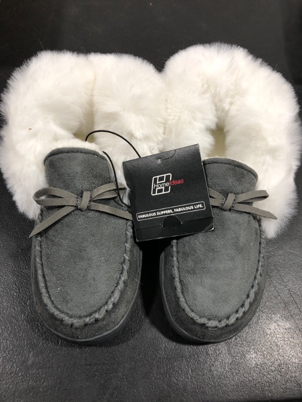 Photo 2 of [Size 6/7] Women's Moccasin Fuzzy Memory Foam House Slippers Indoor and Outdoor