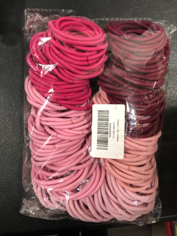 Photo 2 of 250 Pcs Hair Ties for Thick Hair No Damage, Elastic Ponytail Holders, Hair Elastics Hair Bands Rubber Bands for Women's Hair B-Pinks & Reds