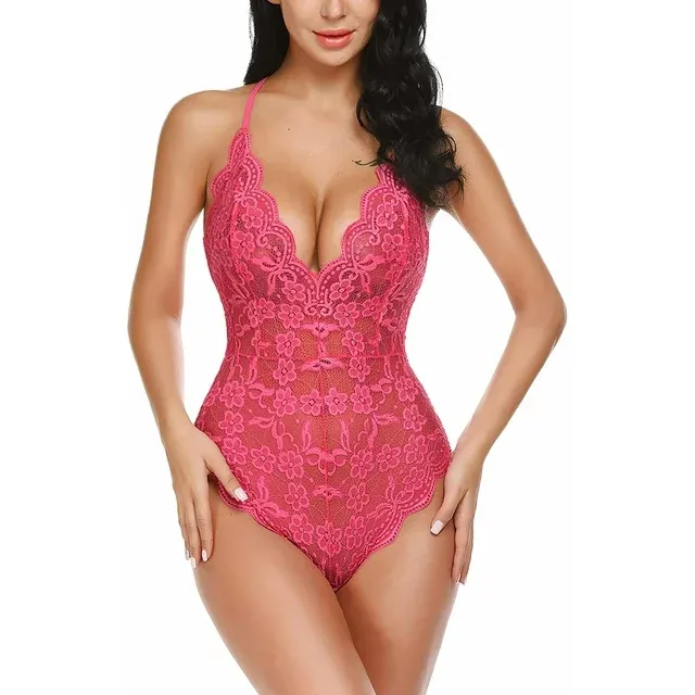 Photo 1 of [Size M] Avidlove Women Teddy Lingerie One Piece Bodysuit Lace Babydoll Rose Red 
