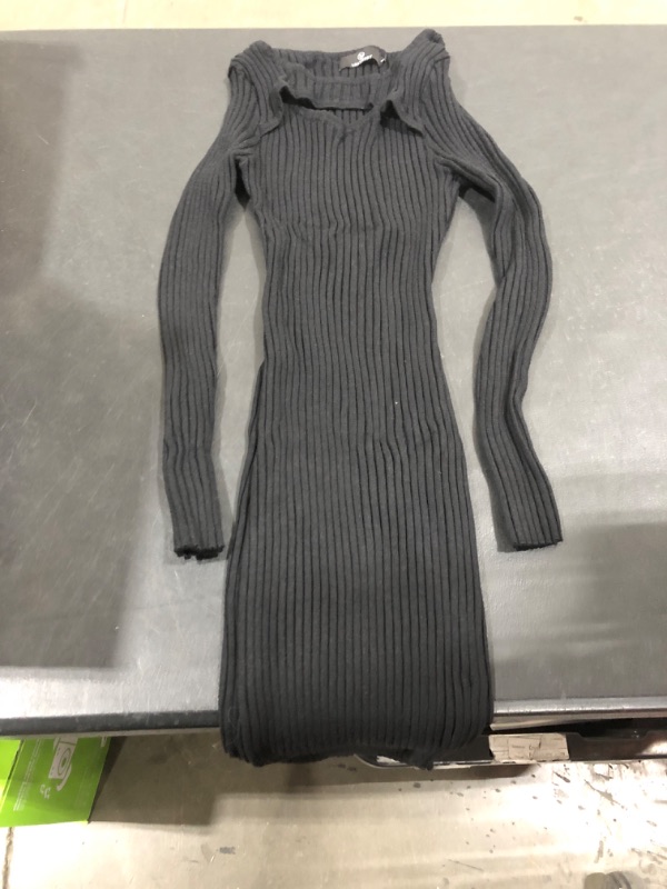 Photo 2 of [Size S] LILLUSORY Fall Womens Sweaters Bodycon Sweater Dress 2023 Long Sleeve Midi Knit Dresses Large Black