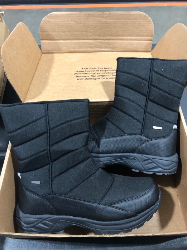 Photo 2 of [Size 11] Men's Waterproof Warm Snow Boots Outdoor Winter Insulated Zipper Boot 9.5 Women/8 Men Black