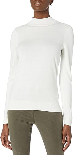 Photo 1 of [Size M] Amazon Essentials Women's Lightweight Long-Sleeve Mockneck Sweater- White