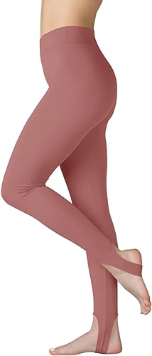 Photo 1 of [Size M] Esobo Women's Stirrup Leggings Yoga Pants Extra Long Over The Heel Leggings Foot Straps- Pink