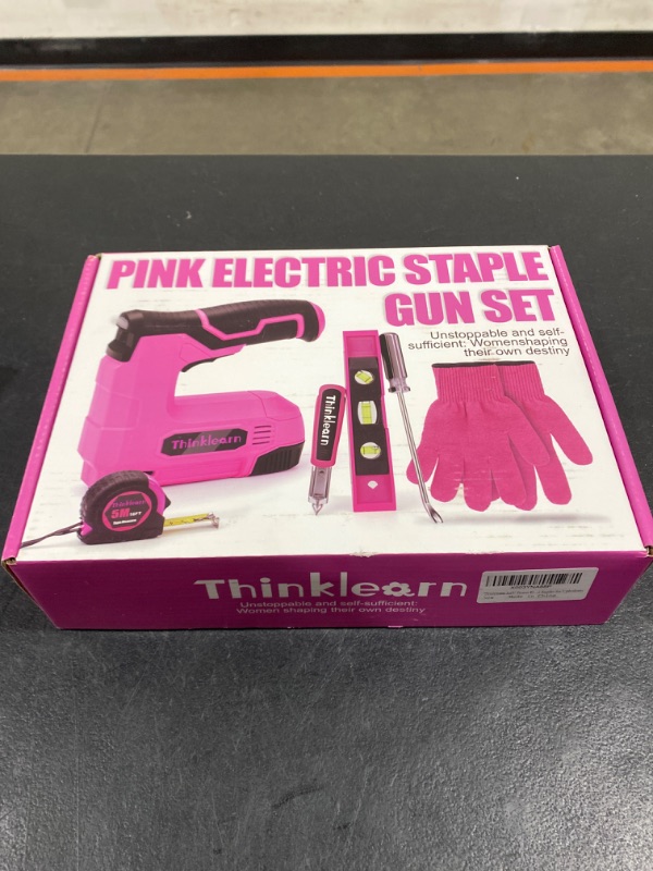 Photo 2 of 10pcs Electric Staple Gun, 2 in 1 Pink Cordless Stapler Nail Gun Set with 2500pcs Staples Nails, 4V Power Tacker for Upholstery, Wood, Carpentry, Crafts, DIY, Brad Nailer Kit with USB Charger