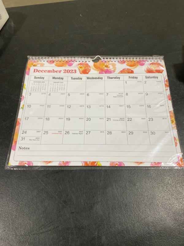 Photo 2 of  Wall Calendar 2024-14 Monthly from DEC. 2023 to JAN. 2025, 14" x 11", 2024 Desk/Wall Calendar with Monthly Views& Unruled Blocks, Easy Organizing for Annual Work, Floral 03
