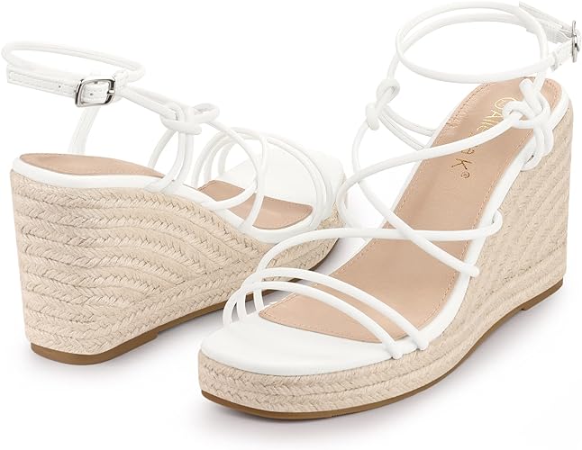 Photo 1 of Allegra K Women's Platform Espadrille Wedge Heel Slingback Strappy Sandals - SIZE 7
