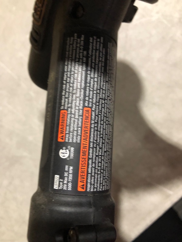 Photo 6 of ***USED AND DIRTY - NO TRIMMER STRING OR BATTERY - UNABLE TO TEST - NO PACKAGING - SEE PICTURES***
BLACK+DECKER 20V MAX String Trimmer, 2-Speed, 12-Inch, Cordless (LST522) 20V String Trimmer Kit