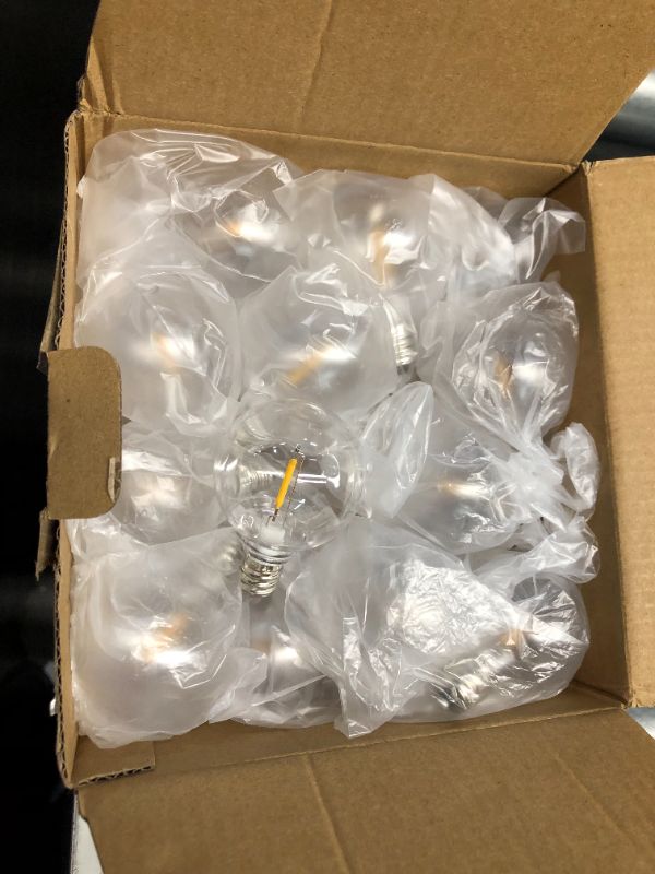 Photo 2 of ***USED - LIKELY MISSING PARTS - UNABLE TO VERIFY FUNCITONALITY***
Mlambert G40 LED Replacement Light Bulbs for String Lights, Dimmable E12 Base Shatterproof Bulbs, 1W Equal to 5W, Warm White 2700K, 25Pack, Not Solar Warm White 25 Count (Pack of 1)