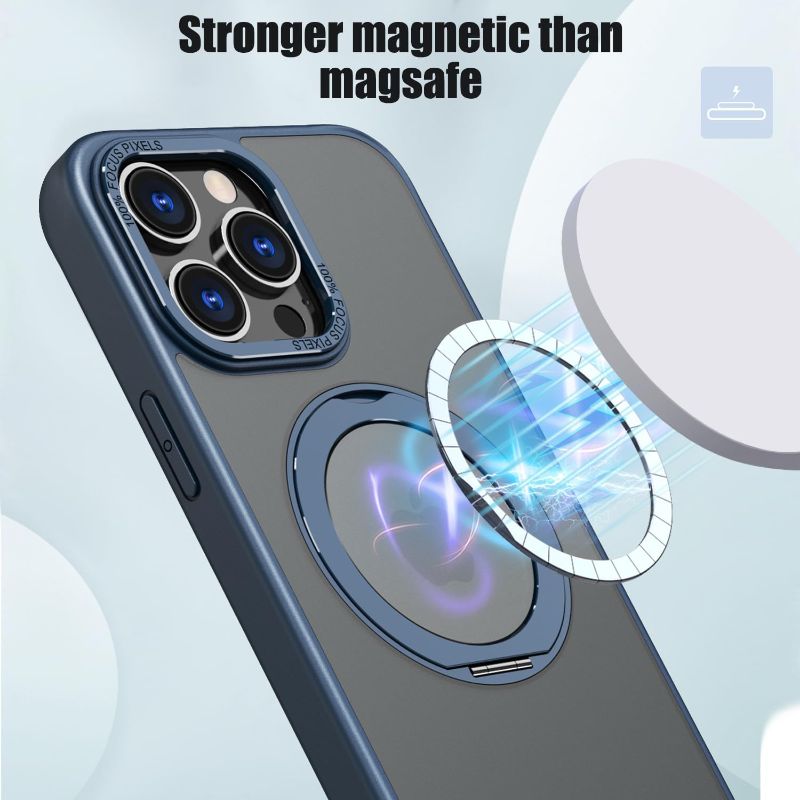 Photo 1 of 
for iPhone 13 Pro 6.1'' Case, [Compatible with Magsafe][Built in Stand & Rotating Ring Holder] MIL-Grade Dual Layer Shockproof Full Protective Case for 13 Pro-Blue