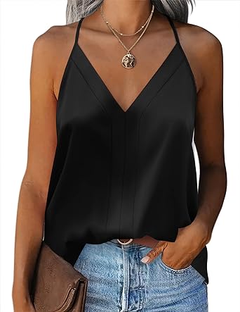 Photo 1 of 
Visit the Zeagoo Store
Zeagoo Womens Silk Satin Tank Tops V Neck Sleeveless Camisole Cami Spaghetti Straps Blouse Summer Loose Racerback Shirt
SMALL