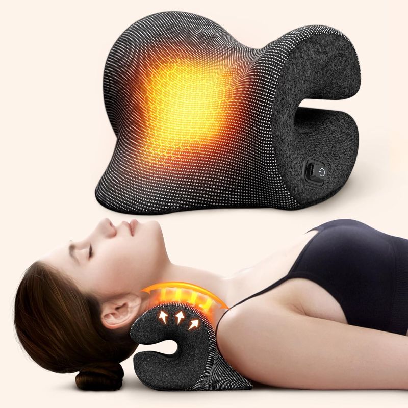Photo 1 of 3s Heated Neck Stretcher for Pain Relief, Magnetic Therapy Case/Graphene Heating Pad, Cervical Traction Pillow Device No Smell, and Shoulder Relaxer TMJ Migraine Spine Alignment