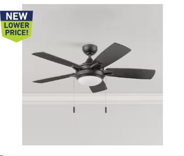 Photo 1 of **SEE NOTES** Harbor Breeze Audiss 44-in Matte Black Color-changing Indoor Ceiling Fan with Light (5-Blade)