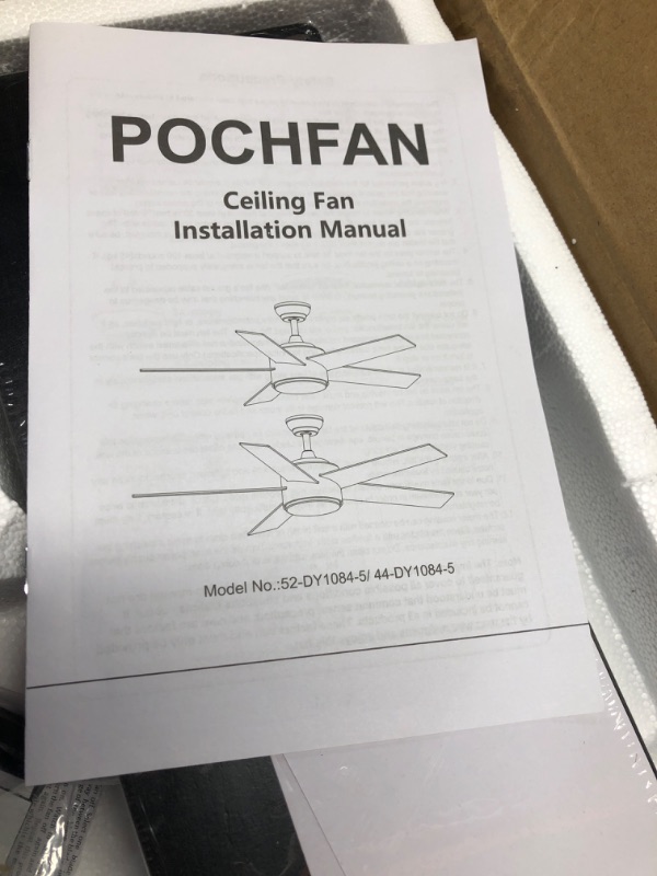 Photo 3 of ***USED - LIKELY MISSING PARTS - UNABLE TO VERIFY FUNCITONALITY***
52 inch Black Ceiling Fans with Lights and Remote Control, Dimmable 3-Color Temperatures LED Ceiling Fan, Wooden Quiet Reversible Modern Ceiling Fan for Bedroom, Living Room, Dining Room