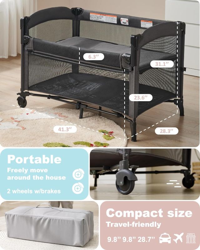 Photo 2 of Baby 4 in 1 Bassinet Bedside Sleeper, Baby Bedside Crib Sleeper, Playard, Portable Diaper Changing Table, Baby Bassinet for Newborn Baby