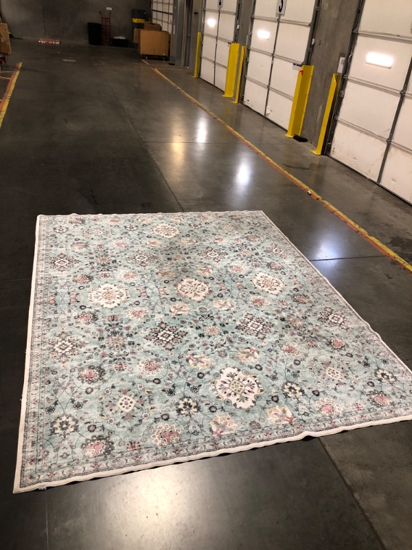 Photo 2 of **READ NOTES**
Mcadore 8x10 Area Rugs Washable Boho Rug, Non Slip Carpet for Living Room, 8'*10' Turquoise Green/Floral