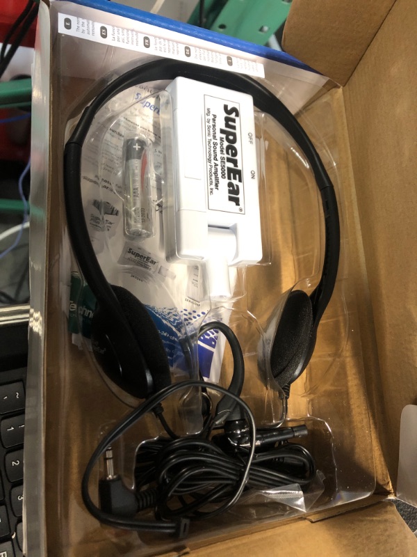 Photo 2 of SuperEar Personal Sound Amplifier Model SE5000 (PSAP), 50dB Gain, Hand Held Pocket Size Audio Amplifier with Headphones, EarBuds, Tactile On/Off Volume Control for Adults, Audiologists, and Seniors