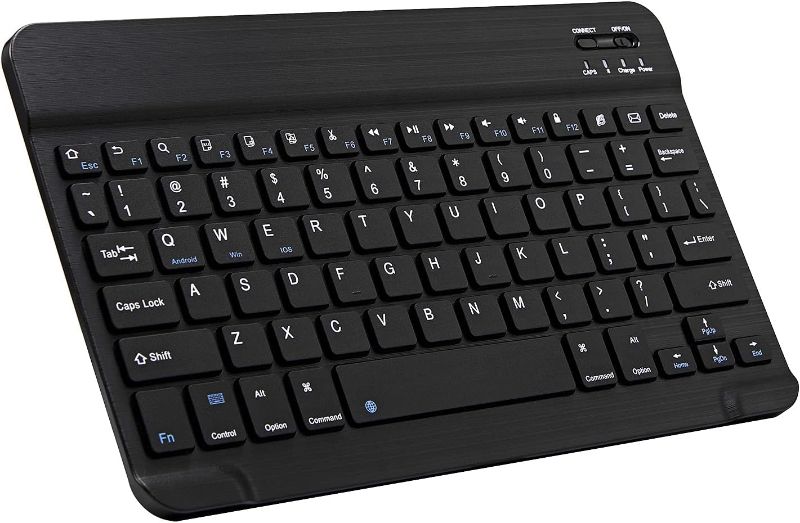 Photo 1 of Ultra-Slim Bluetooth Keyboard Portable Mini Wireless Keyboard Rechargeable for Apple iPad iPhone Samsung Tablet Phone Smartphone iOS Android Windows (10 inch Black)
