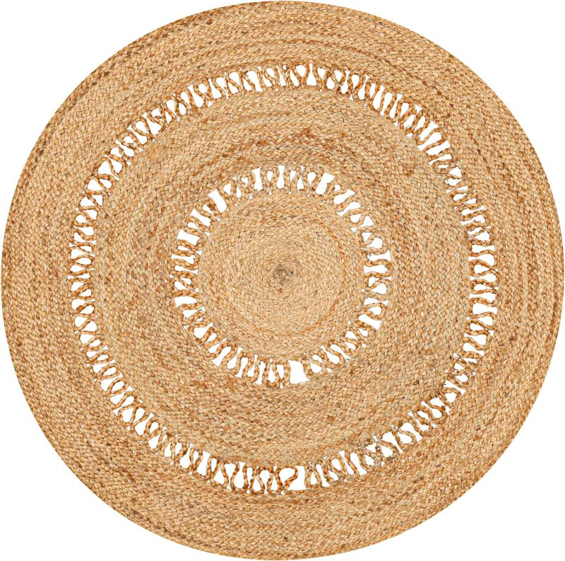 Photo 1 of **DIRTY***Hand Braided Round Jute Rug Area Round Rug Custom Size Round Rug Indian Handmade Home Decor Round Rug - 4ft Round Natural
