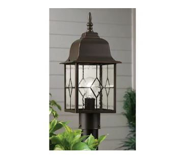 Photo 1 of **BROKEN/ PARTS ONLY/ NON-REFUNDABLE***Project Source Litshire 17-in Oil Rubbed Bronze Traditional Outdoor Post Light
