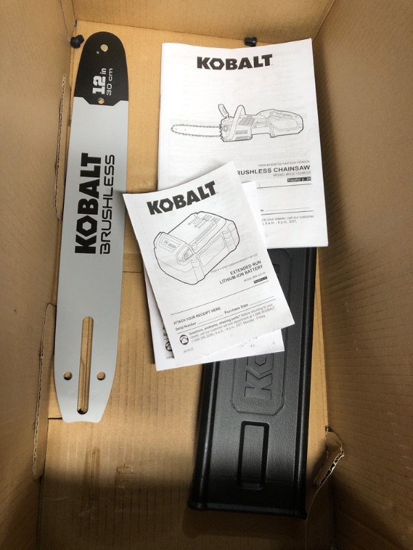 Photo 1 of **MISSING PARTS**Kobalt KCS 1224A-03 24-Volt 12-in Brushless Cordless Electric Chainsaw 4 Ah (Battery & Charger Included)