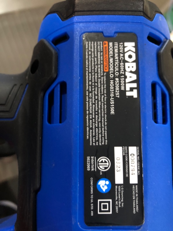 Photo 3 of **NON-REFUNDABLE- BROKEN- PARTS ONLY*TURNS ON-BLOWS COOL/ DIRTY**Kobalt 5100-BTU Heat Gun
