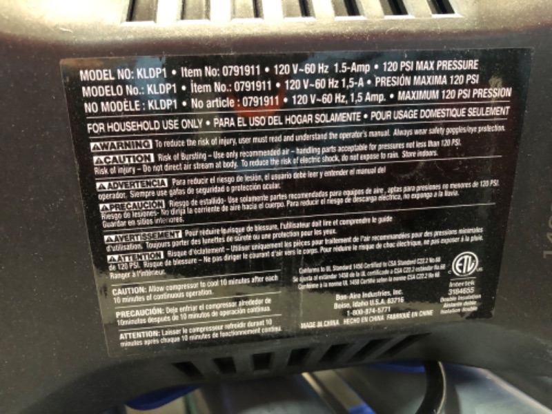 Photo 1 of **TURNS ON-UNABLE TO TEST FURTHER**Kobalt 120v & 12v Portable Air Compressor Inflator Tire Pump
