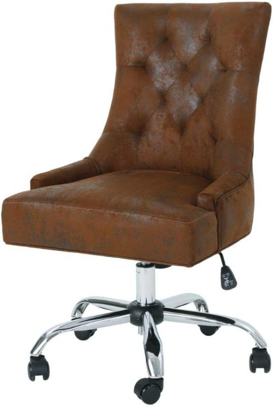 Photo 1 of *USED/ TAPE RESIDUE ON CHAIR**Christopher Knight Home Bagnold Desk Chair, Brown + Chrome
